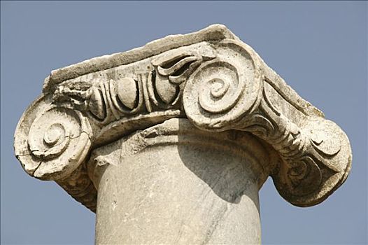 爱奥尼克柱式,柱子,上面,南,土耳其,亚洲