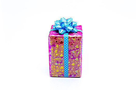 粉色,礼盒,蓝带,蝴蝶结
