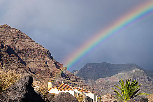 彩虹,大帝谷,加纳利群岛,西班牙,欧洲