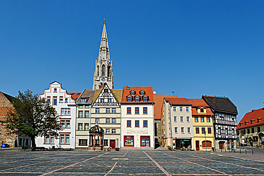 教堂,市场,萨克森安哈尔特,德国,欧洲