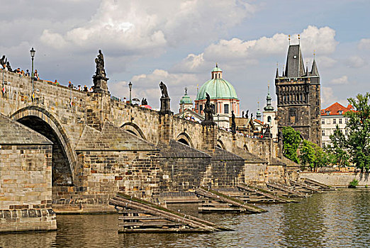桥,老,城镇,塔,布拉格,捷克共和国,欧洲