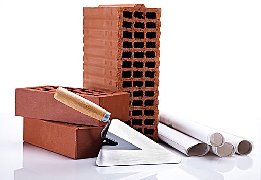 砖,手铲,工具,建筑图