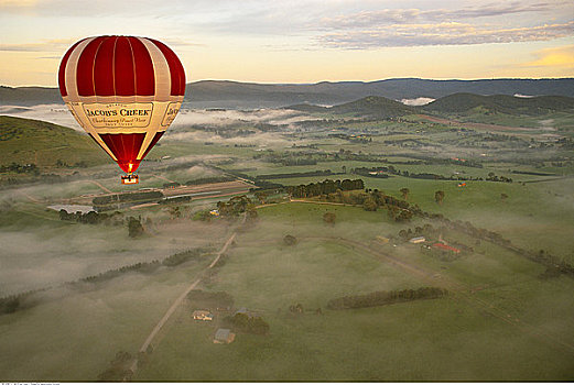 热气球,俯视,亚拉谷,维多利亚,澳大利亚