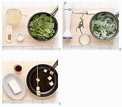 菠菜,豆浆,汤,豆腐,扦子