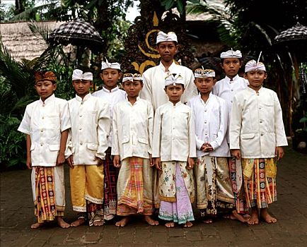 印度尼西亚,巴厘岛,孩子,男孩,传统服装