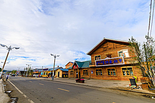 内蒙古室韦俄罗斯民族乡木屋建筑