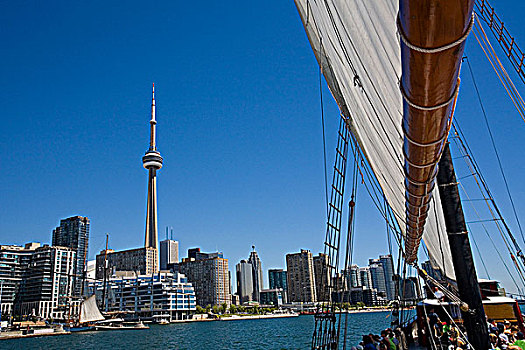 多伦多,天际线,高桅横帆船,安大略省,加拿大