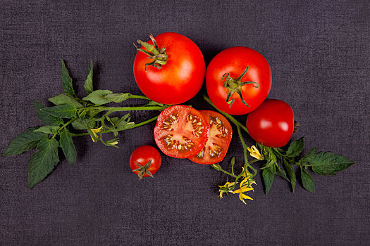 西红柿,黑色背景,背景,俯视