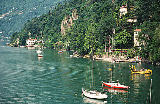 船,湖,马焦雷湖,意大利