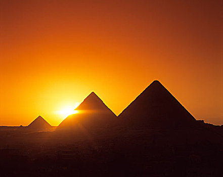 埃及,开罗,吉萨金字塔,金字塔,日落