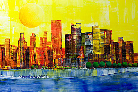 哈得逊河,纽约,丙烯酸树脂,绘画,艺术家,德国