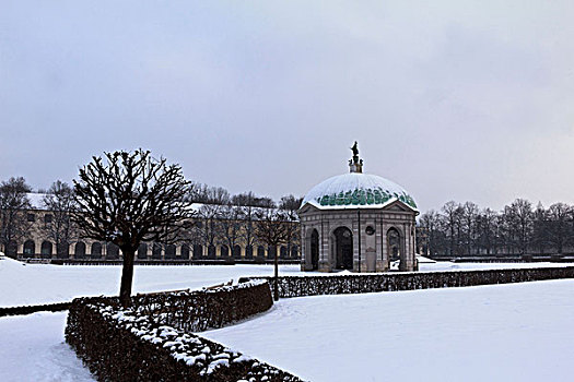 宫廷花园,花园,冬天,老城,慕尼黑,巴伐利亚,德国