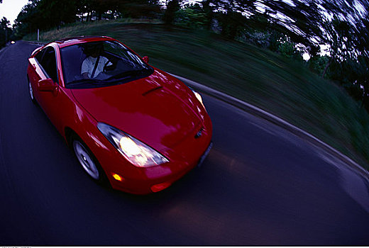 红色,汽车,速度,途中,多伦多,安大略省,加拿大