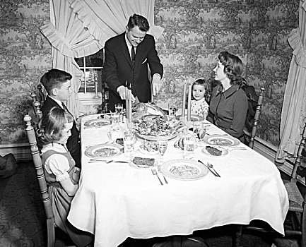 家庭,孩子,餐桌,感恩节