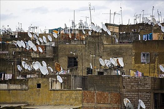 卫星天线,屋顶,房子,摩洛哥