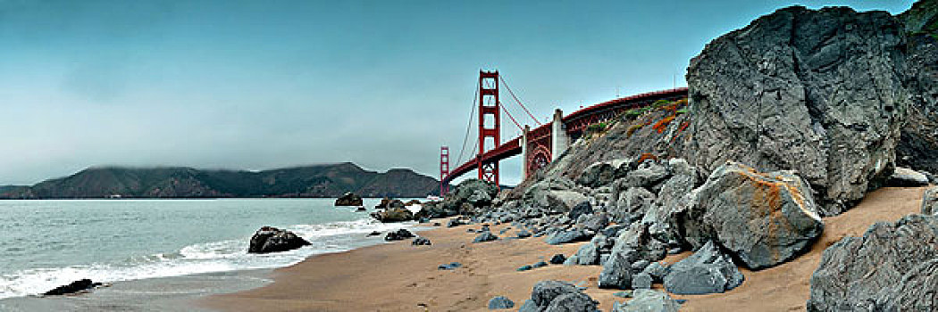 金门大桥,石头,全景,旧金山,著名地标