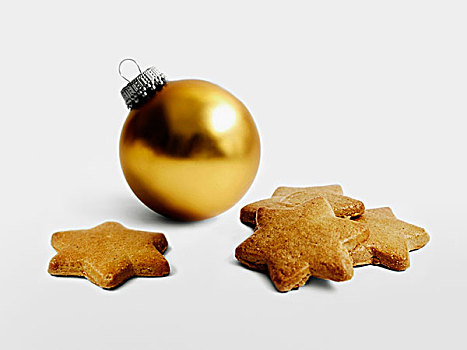 星形,饼干,圣诞节,金色,装饰