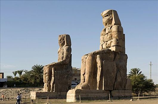巨像,守卫,底比斯,西部,路克索神庙,埃及,非洲