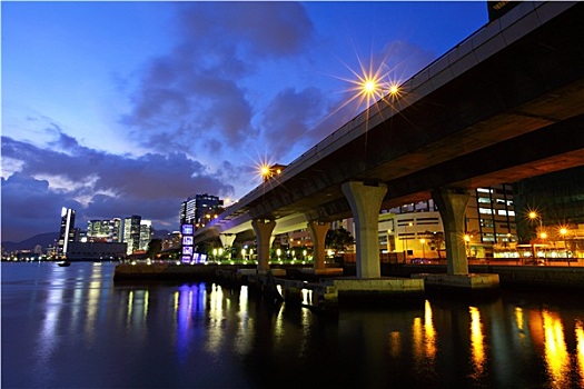 高架桥,城市,夜晚