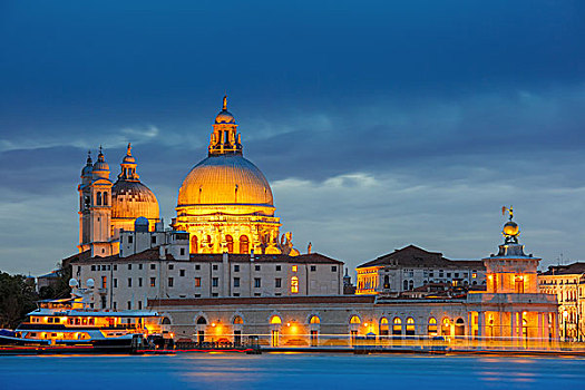 大运河,夜晚,威尼斯,意大利