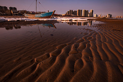 海冰,冬季,大海,北戴河,寒冷,安静,寂静,沙滩,海滩,风光,城市