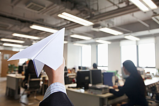 握着,纸飞机,办公室