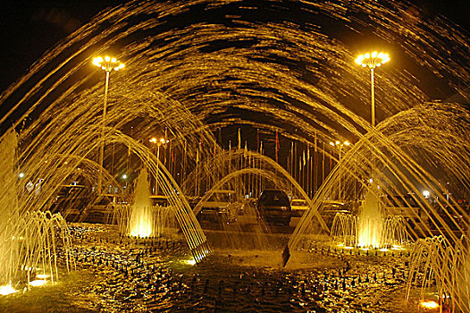喷泉,正面,孟加拉,中国,友谊,会议,中心,达卡,城市,十二月,2005年