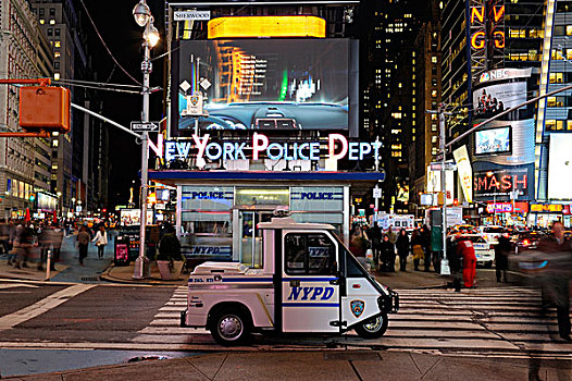 夜晚,新,约克,警察,曼哈顿中城,纽约,美国,北美