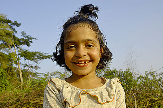 头像,微笑,乡村,女孩,孟加拉,一月,2006年