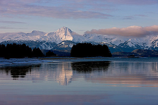 景色,奇尔卡特山脉,鹰,海滩,靠近,东南阿拉斯加,冬天