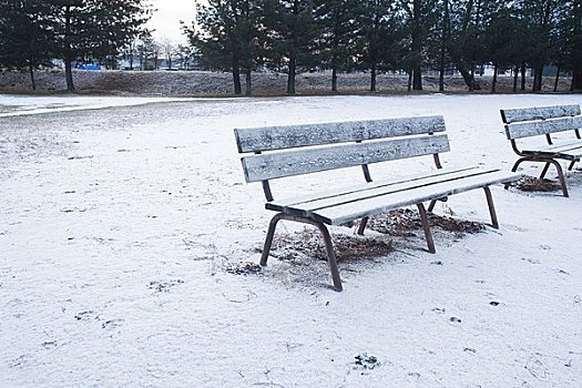 积雪,长椅