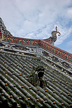 重庆湖广会馆房檐上的貔貅