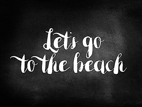 海滩,书写,黑板