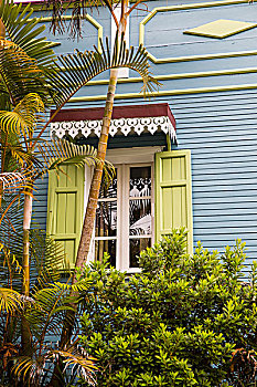 传统,木质,灰色,户外,百叶窗,留尼汪岛