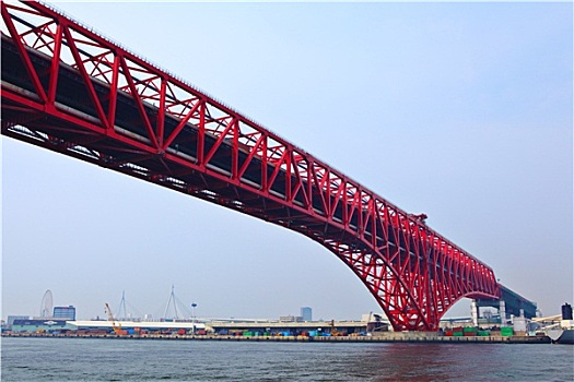 红色,桥,大阪