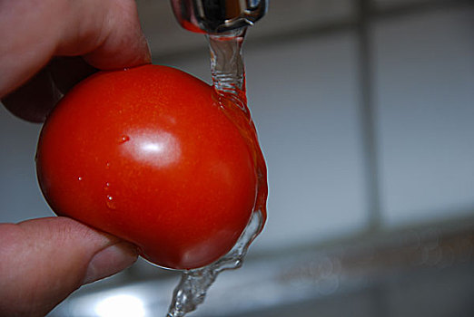 洗,西红柿