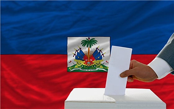 男人,投票,选举,海地,正面,旗帜