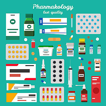 医药,最好,品质,矢量,插画,象征,药丸,软膏,呼吸器,注射器,糖浆,隔绝,绿色