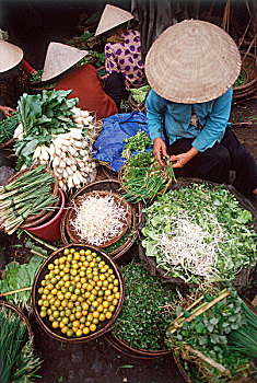 越南,岘港,蔬菜,销售,河