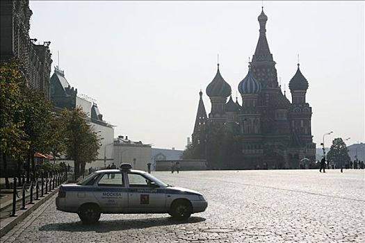 警车,红场,大教堂,背影,莫斯科,俄罗斯,欧亚大陆