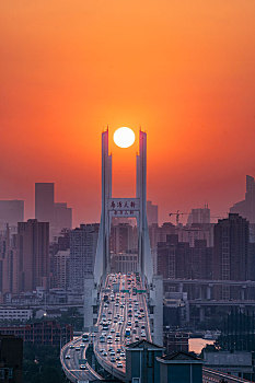 夕阳西下-上海南浦大桥
