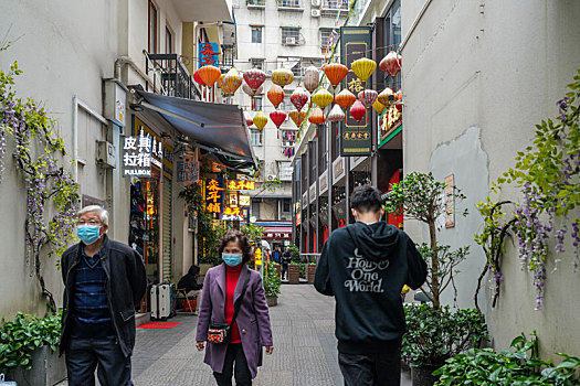 羊城广州越秀区初春老城区街区景色