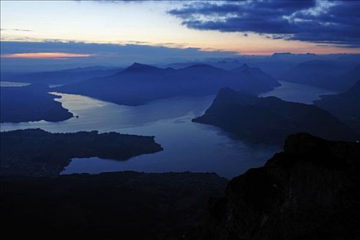 风景,早晨,攀升,皮拉图斯,琉森湖,瑞士,欧洲