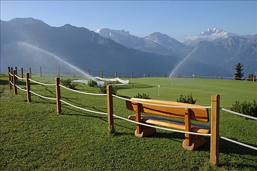 高尔夫球场,瓦莱,瑞士,欧洲