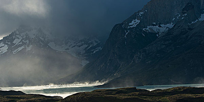 积雪,山脉,托雷德裴恩国家公园,巴塔哥尼亚,智利