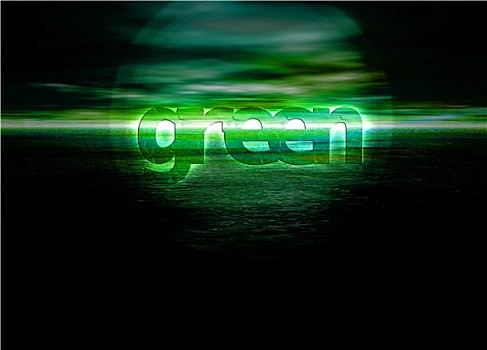 发光,绿色,文字,地平线
