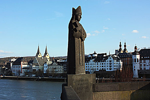 雕塑,桥,科布伦茨,德国