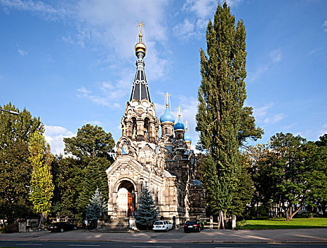 俄国东正教堂,圣徒,美好,山,德累斯顿,萨克森,德国,欧洲