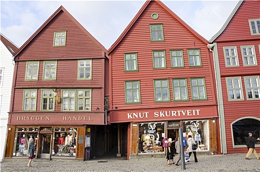 老,彩色,房子,卑尔根,挪威