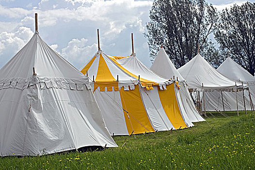 不同,营地,草地,帐篷,白色,条纹,概念,马戏团,聚会,节庆,大帐篷,探险,休闲,有趣